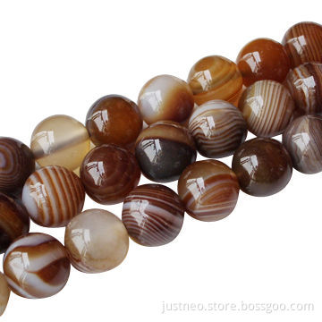 6-18mm Botswana brown banded agate semi-precious loose beads gemstone, round polished